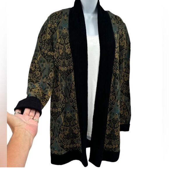 Peruvian Connection Black and Gold Women's Sweater - Picture 2 of 11